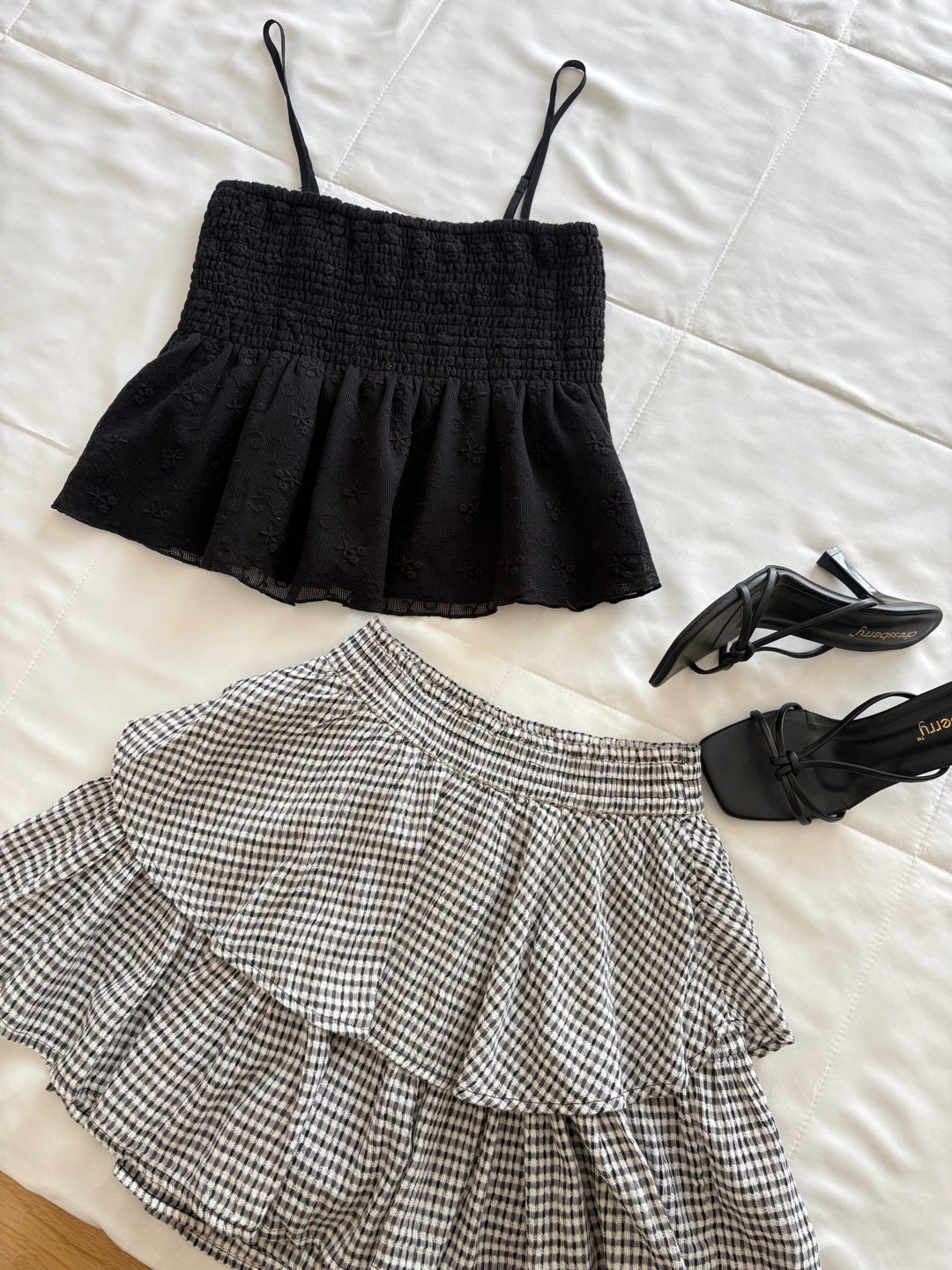Black lace top and skorts